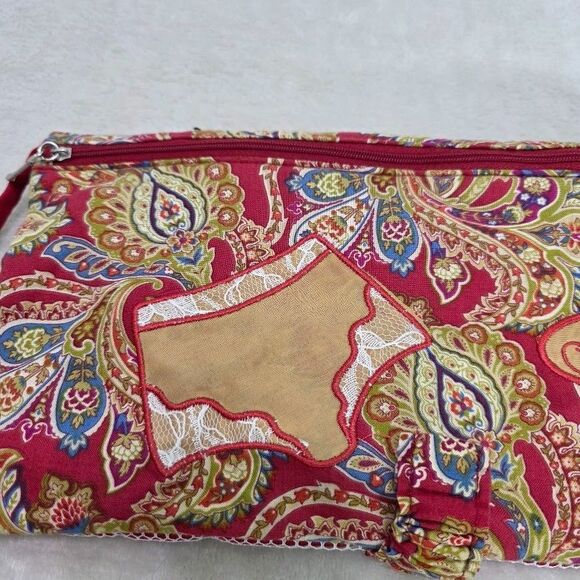 Unbranded Wear Me/Wash Me Lingerie Swim Bag Red Trim Snap Zipper Close Floral - Picture 3 of 15